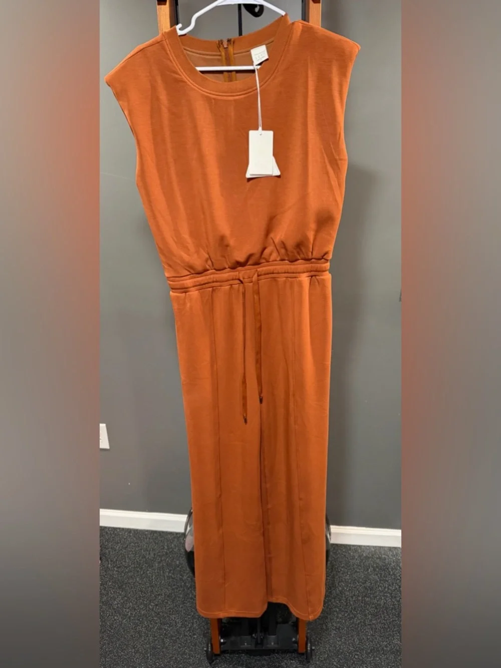 Skies Are Blue Modal Women's •Brown• Sleeveless Jumpsuit with Drawstring Waist - Picture 2 of 10
